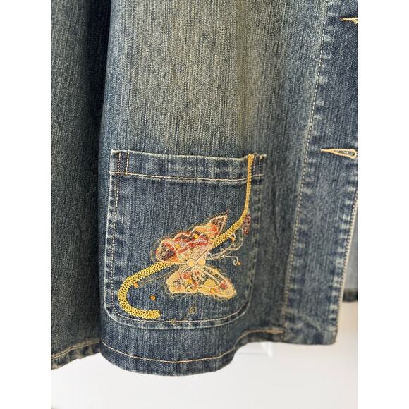 JouJou Y2K Embroidered Denim Jacket XXL - Picture 14 of 14